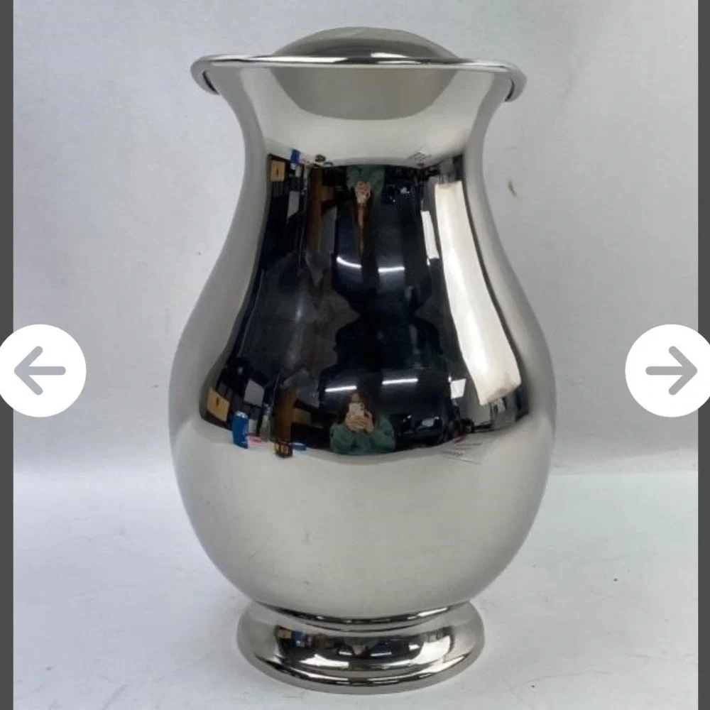 Polished Stainless Steel Pitcher Brown Faux Crocodile Leather Wrapped Handle - Picture 3 of 8